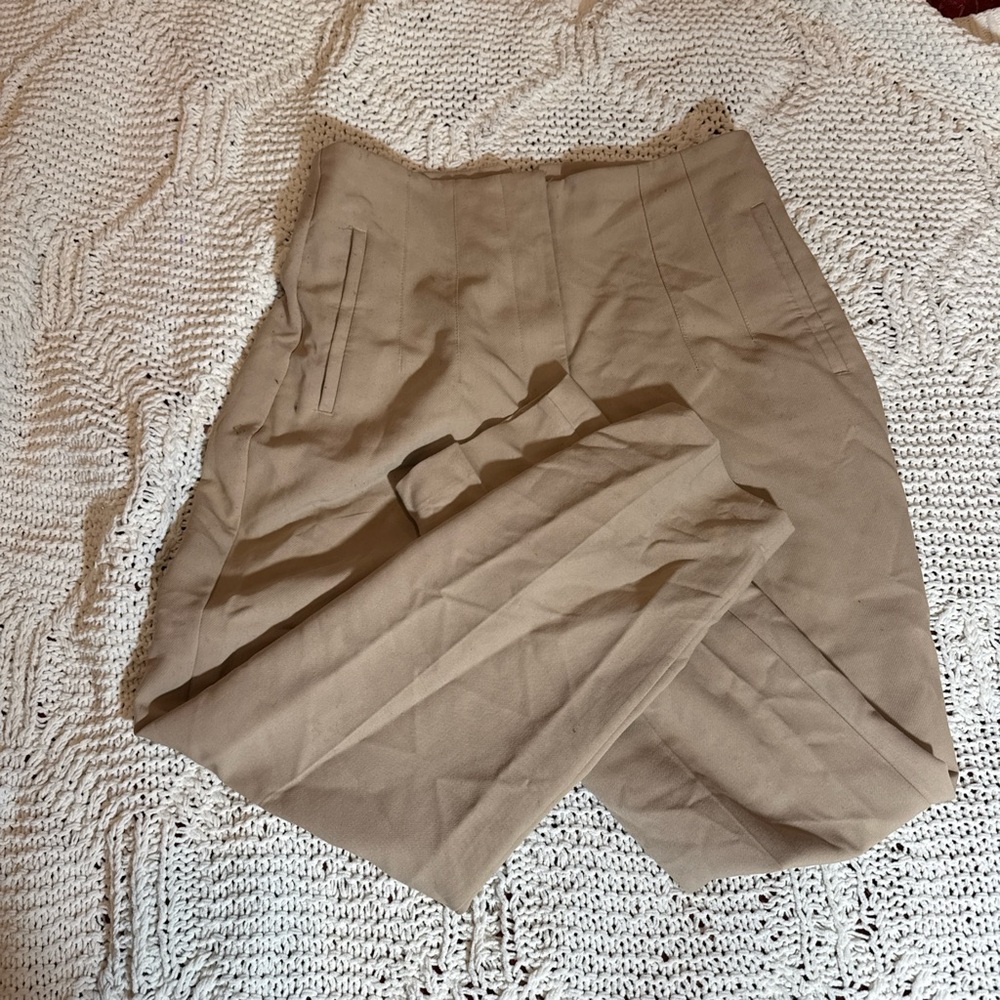 Zara Tan Ankle Cropped Pants